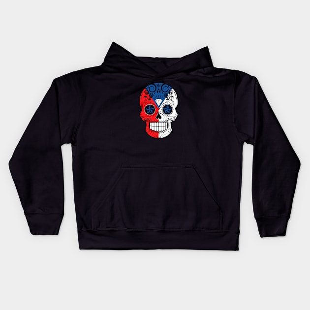 Czech Flag Sugar Skull with Roses Kids Hoodie by jeffbartels